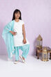 Off White Cotton Straight Kurta Patiyala Salwar Suit Set image number 3