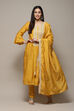 Yellow Chanderi Hand Embroidered Unstitched Suit Set image number 1