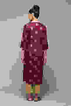 Pink & Purple Poly Viscose Straight Printed Kurta image number 4