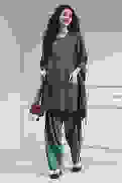 Teal Printed Straight Suit Set image number 0