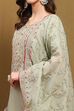 Green Tissue Machine Embroidered Unstitched Suit Set image number 6