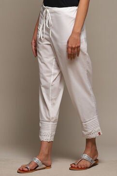 White Cotton Solid Pant image number 2