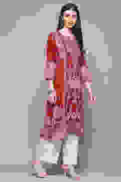 Maroon Rayon Straight Kurta image number 4