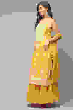 Yellow Art Silk Straight Kurta Garara Suit Set image number 3