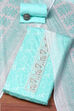 Green Cotton Hand Embroidered Unstitched Suit Set image number 0