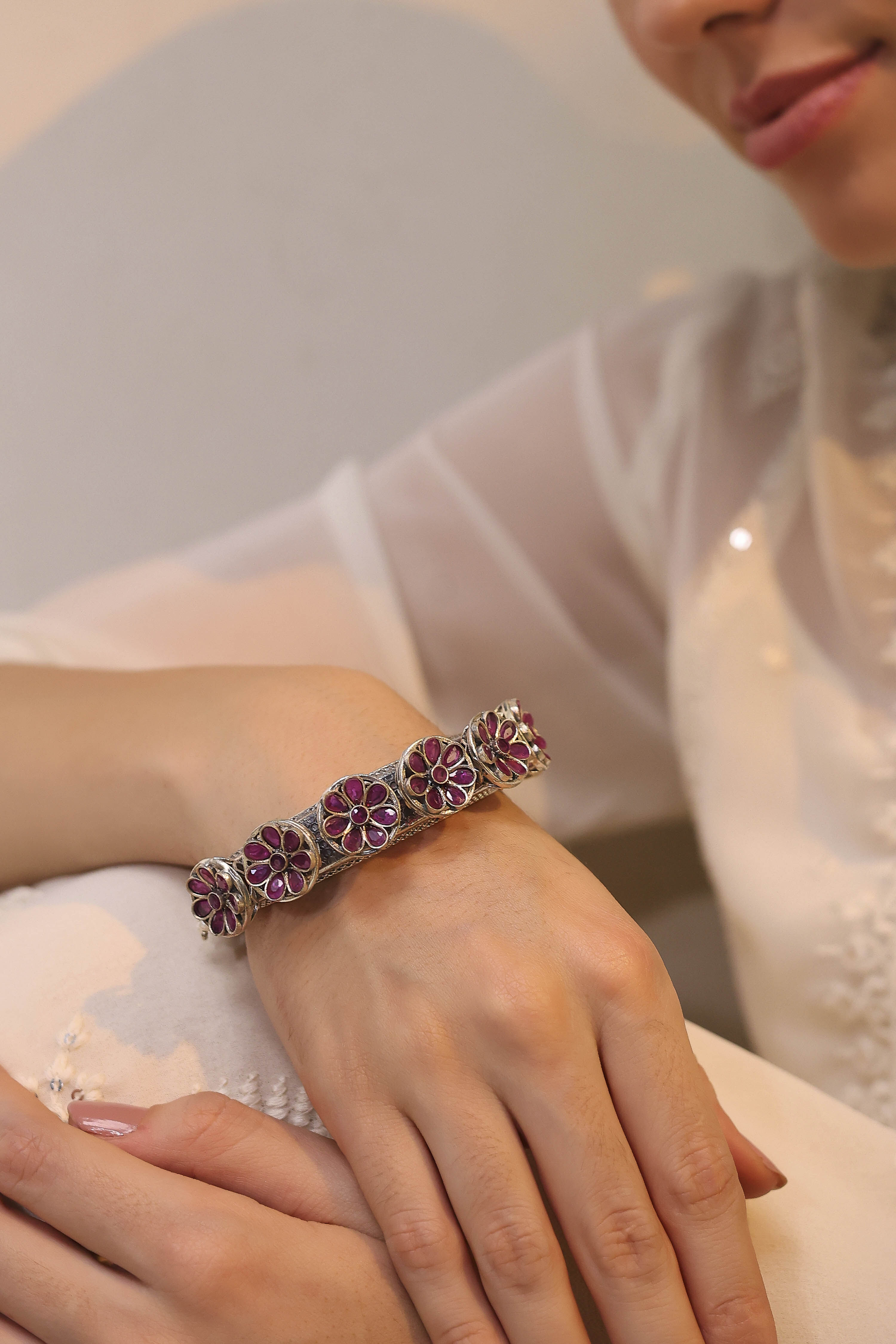 Dark Pink Stone Bangle image number 1
