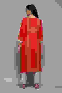 Fuchsia Rayon Straight Printed Kurta image number 4