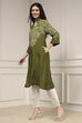 Olive Green Printed Straight Kurta image number 2