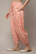 Peach & White Cotton Printed Relaxed Salwar image number 3