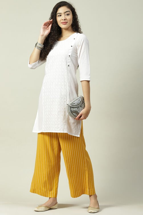 Mustard Cotton Straight Palazzo image number 5