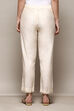 Cream Polyester Slim Yarndyed Pants image number 4