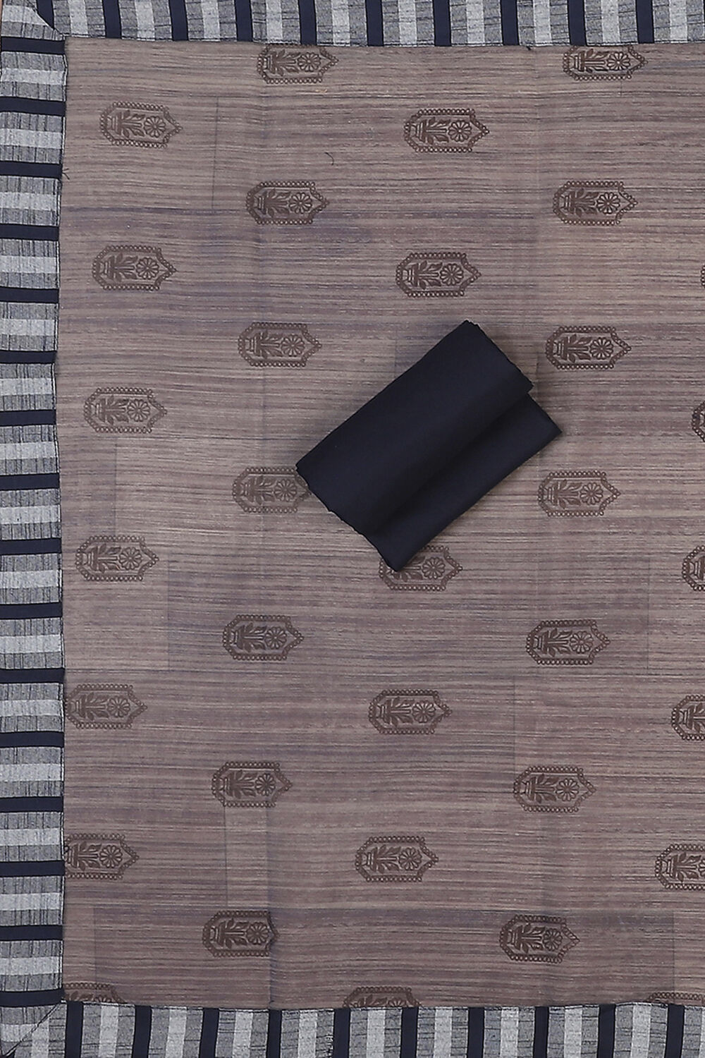 Blue Cotton Unstitched Suit Set image number 2