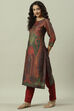 Burnt Orange Rayon Straight Printed Kurta image number 3