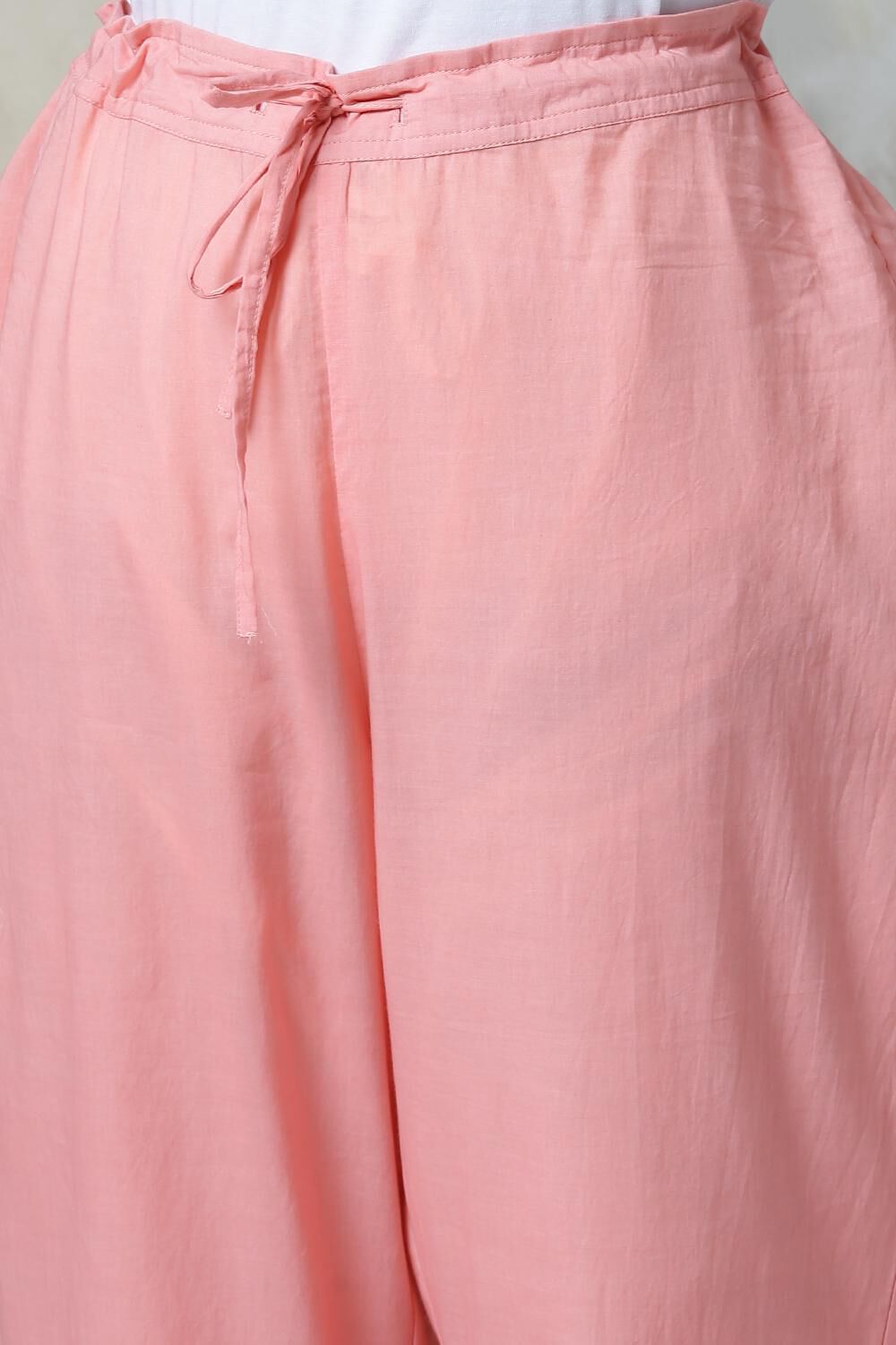 Peach Cotton Blend A-Line Kurta Pants Suit Set image number 3