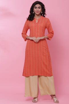 Orange Rayon Straight Kurta image number 0