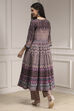 Lilac Cotton Printed Anarkali Suit Set image number 4