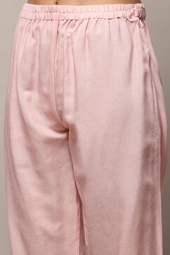 Pink Linen Unstitched Suit Set image number 3