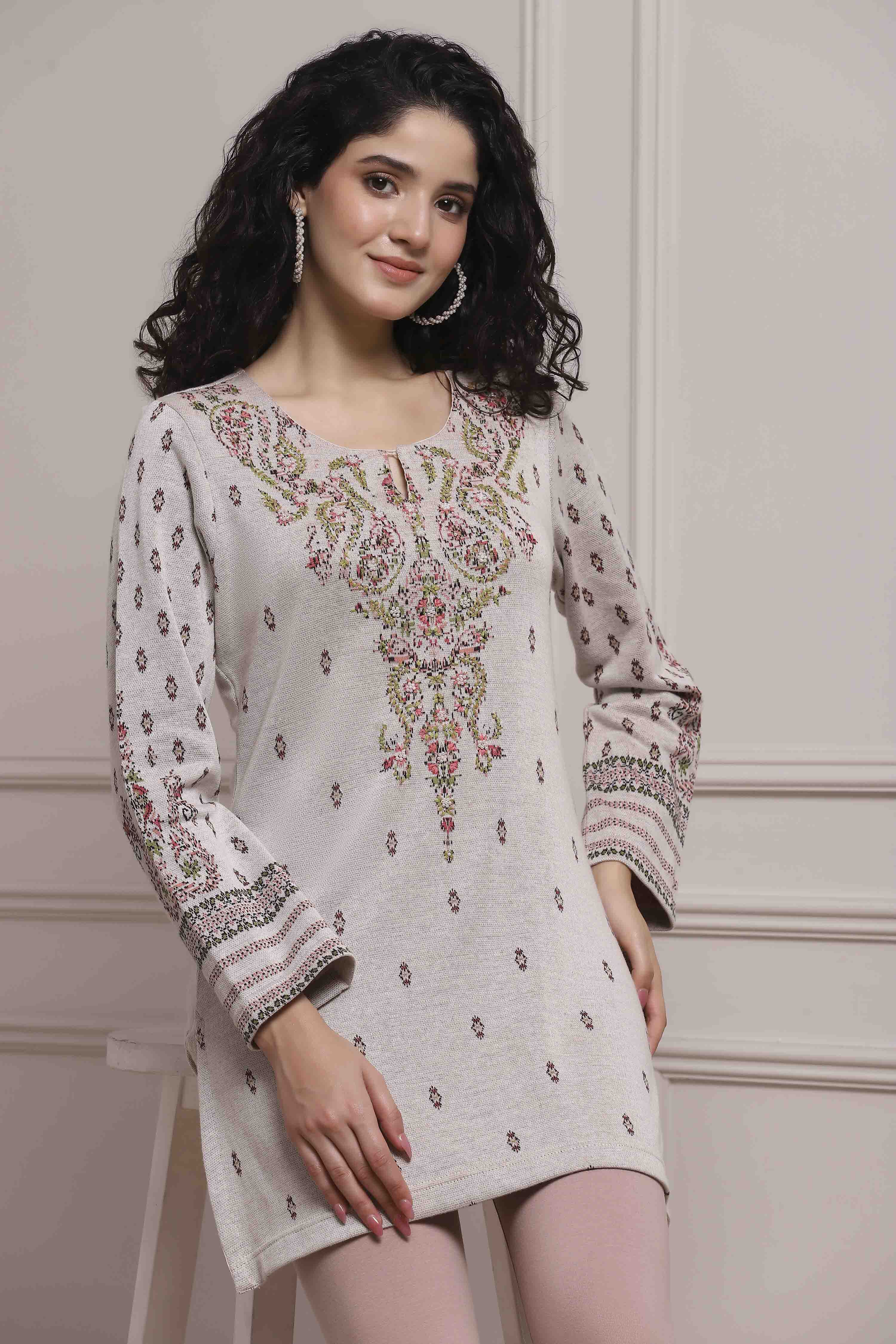 Ivory White Cotton Blend Regular Kurta image number 0