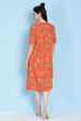 Coral Cotton Flax A-line Printed Kurta Dress image number 5