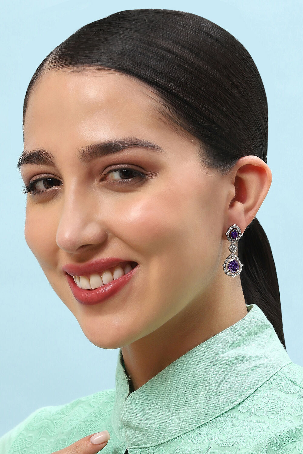 Purple Brass Earrings image number 1