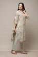 Dull Green Cotton Panelled Unstitched Suit Set image number 7