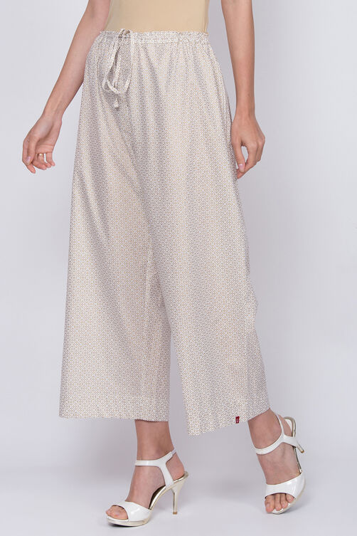 Off White Cotton Palazzo Pants image number 0