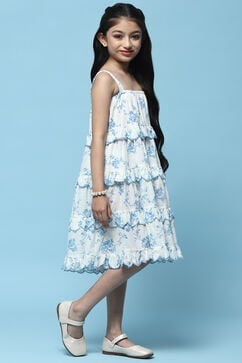 White Cotton Tired Dress image number 4