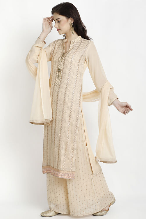 Neutral Georgette Easy Stitch Suit Set image number 3