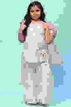 Cream Cotton Floral Embroidered Strappy Suit Set image number 0