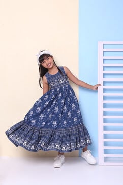 Blue Cotton Indie Mickey Printed Dress image number 4