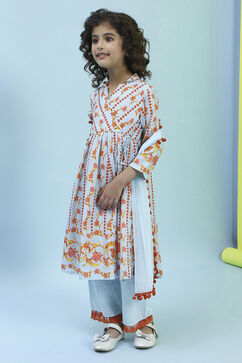 Sky Blue Cotton Front-open Suit Set image number 3