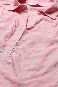 Pink Rayon Straight Kurta image number 1