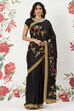 Rohit Bal Maroon Chanderi Silk Solid Saree With Blouse image number 2