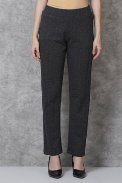 Charcoal Straight Cotton Pants image number 0