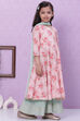 Pink Cotton Anarkali Straight Kurta Palazzo Suit Set image number 6