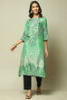 Green LIVA Straight Printed Kurta image number 6