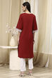 Maroon Cotton Dyed Straight Kurta image number 3
