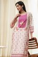 Pink Cotton Printed Straight Kurta image number 6