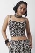 Black Cotton Printed Straight Crop Top image number 1