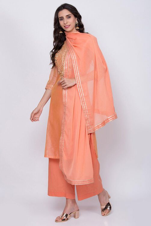 Orange Straight Kurta Palazzo Suit Set image number 5