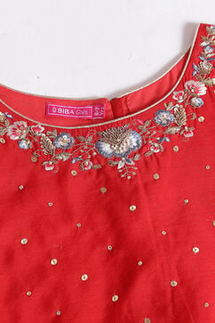 Red And Blue Poly Cotton Lehenga Set image number 1