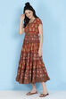 Rust Cotton Tiered Dress image number 4
