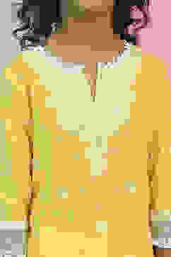 Yellow Cotton Printed Straight Suit Set image number 1