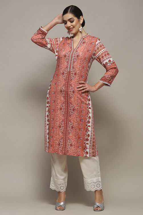 Blush Pink Viscose Straight Kurta image number 0