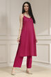 Purple Viscose Straight Printed Fusion Set image number 7