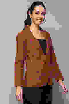 Mustard Poly Viscose Straight Printed Jacket image number 3