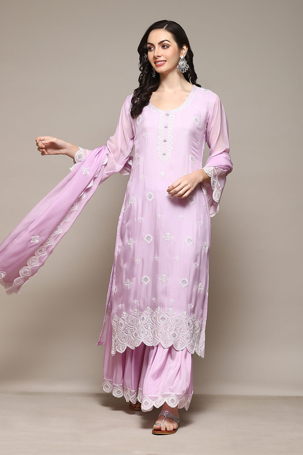 Pink Organza Digital Print Unstitched Suit Set image number 8