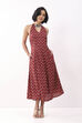 Maroon Cotton Printed A Line Dress