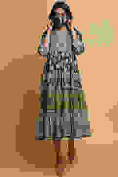 Black Cotton Tiered Dress image number 5