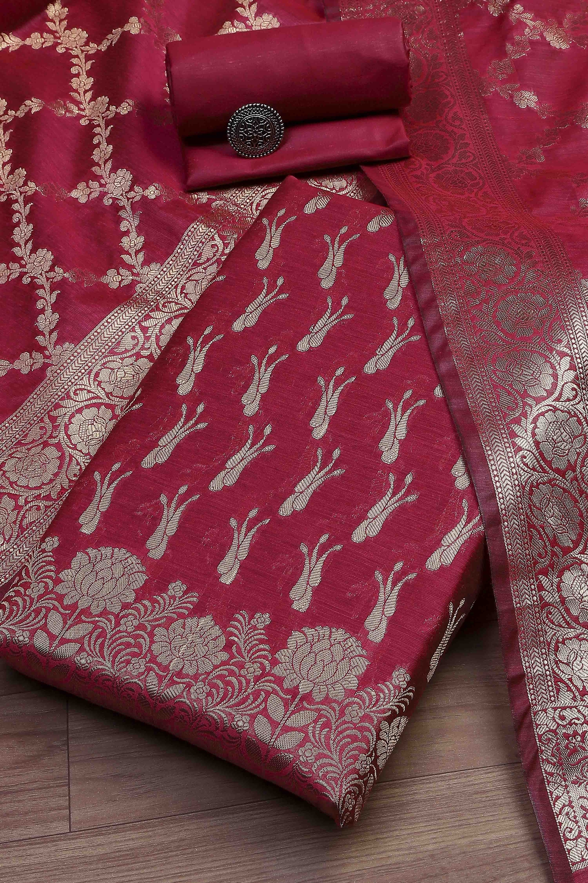 Rani Cotton Printed Embroidered Unstitched Suit Set